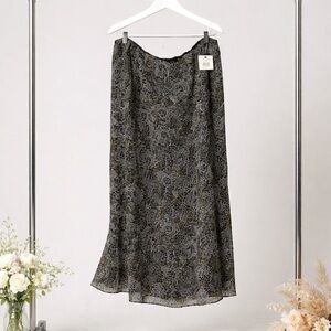 George Woman Size 24W Career Essentials Polyester Paisley Black Tan White Skirt